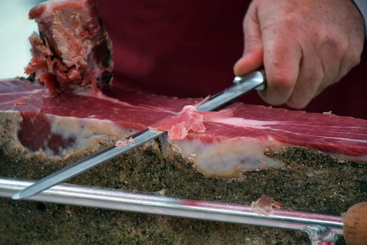 prosciutto, meat, cutting