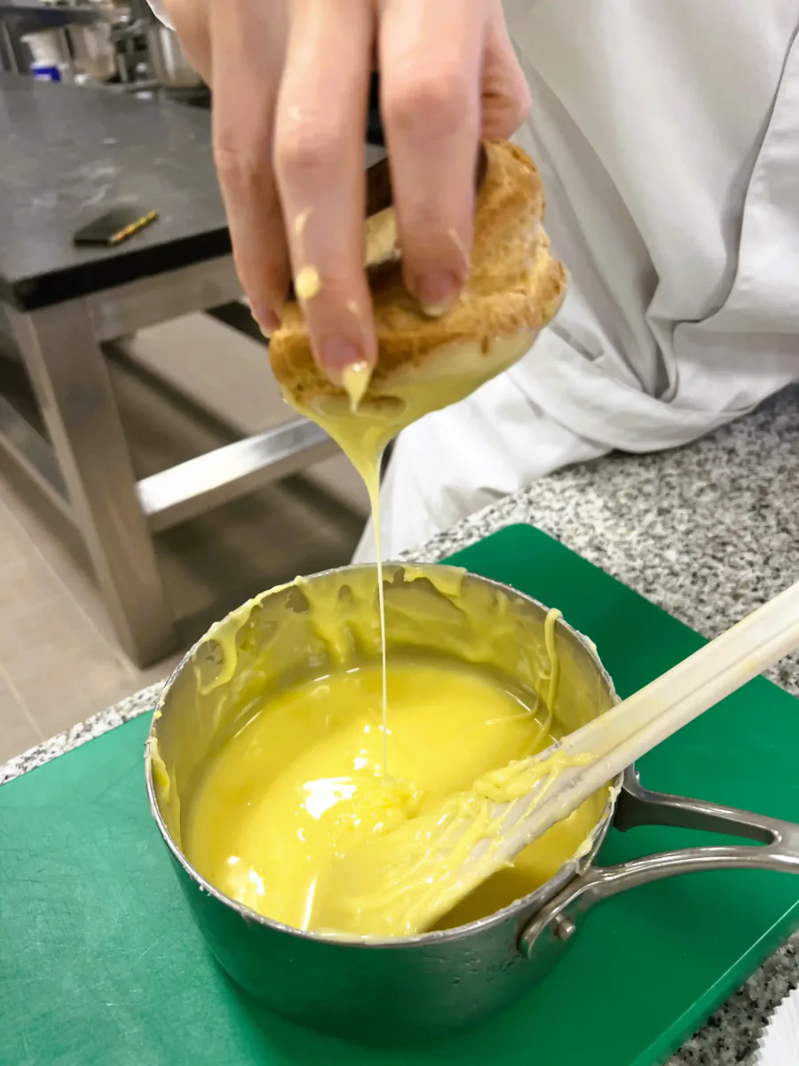 Choux bun dipped in fondant