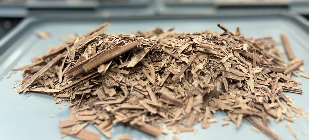 A small pile of fine chocolate shavings.