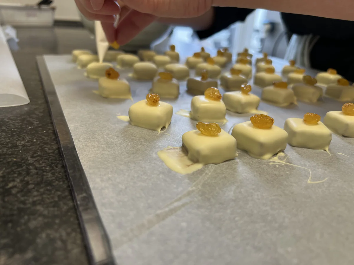 Small filled rolls on the worktop.