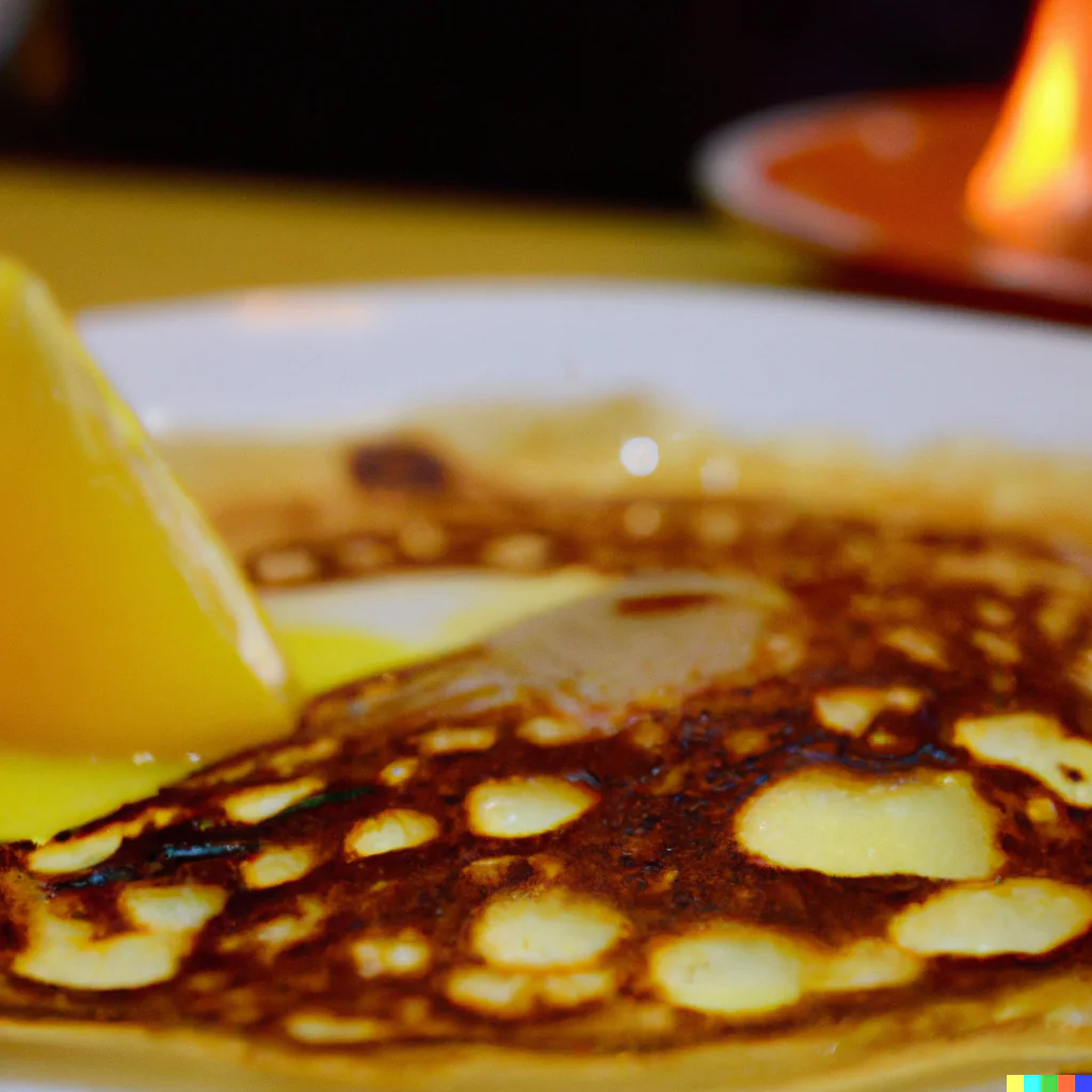 Close-up van pannenkoek met appelsien