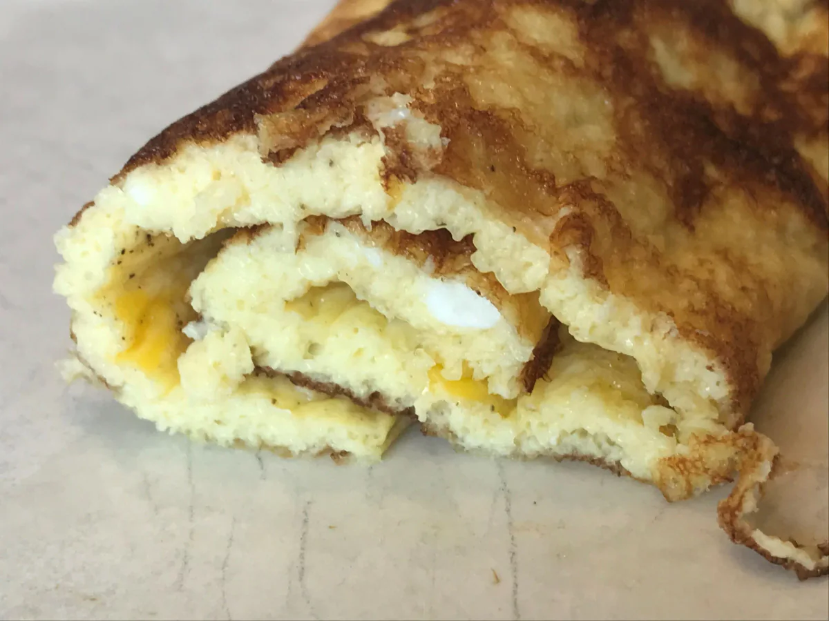 Plain omelette, cut in half