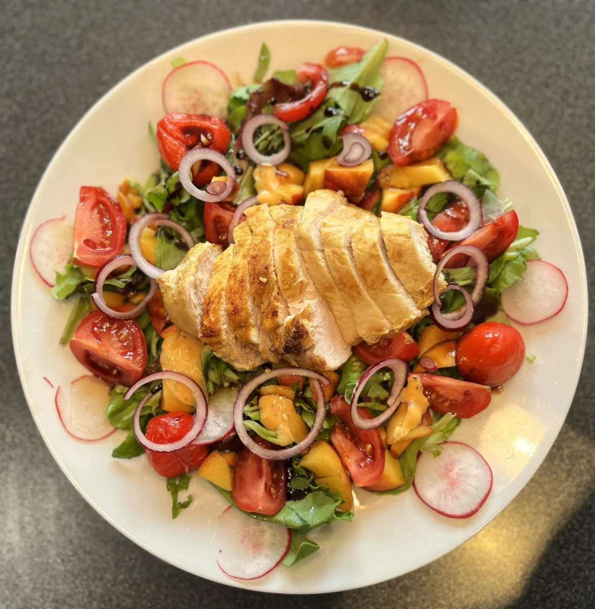Summer chicken and peach salad