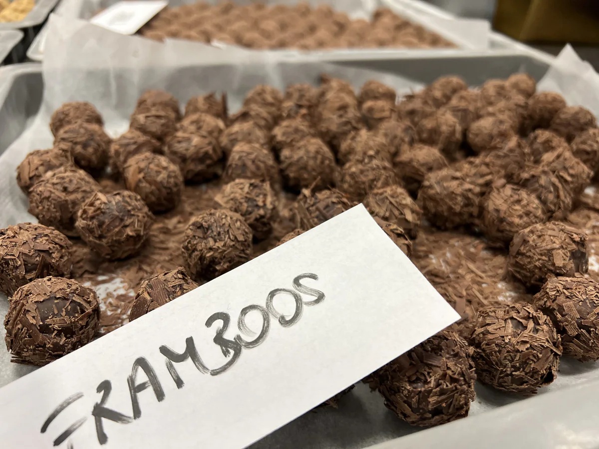 kogeltruffels met ganache van frambozen