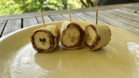 Sushi pannenkoek met Nutella en banaan