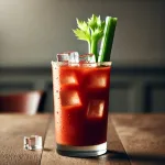 Bloody mary met vodka, tomatensap, worchesterdsaus, tabasco afgewerkt met selder