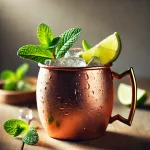 Moscow mule cocktail in een koperen mug