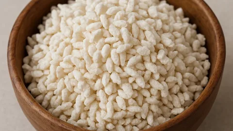 Rijstkoji, gestoomde rijst geënt met Aspergillus oryzae voor fermentatie