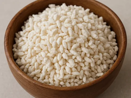 Rijstkoji, gestoomde rijst geënt met Aspergillus oryzae voor fermentatie