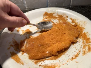 bord paneermeel met kippenfilet